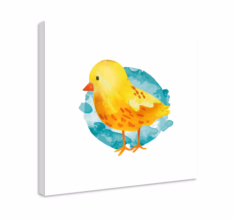 Bird canvas wall art charming yellow chick - TenStickers