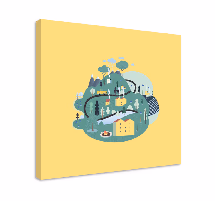 Cityscape wall art charming rural landscape - TenStickers