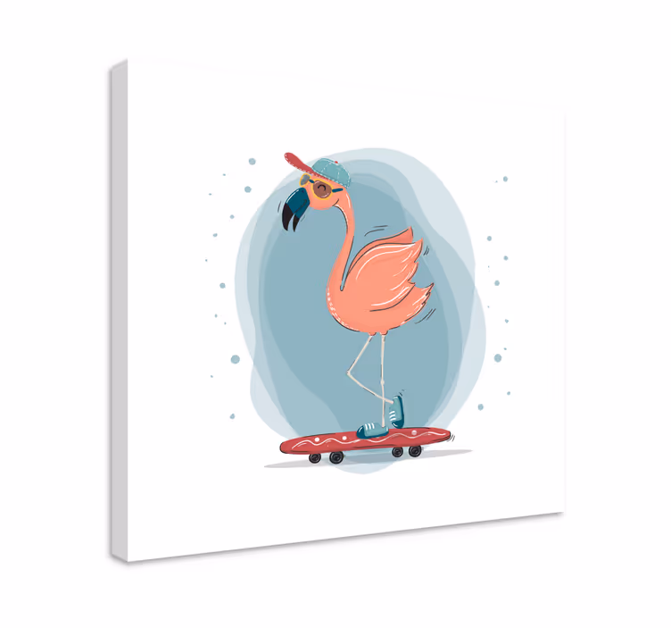 Animal canvas wall art skating flamingo - TenStickers