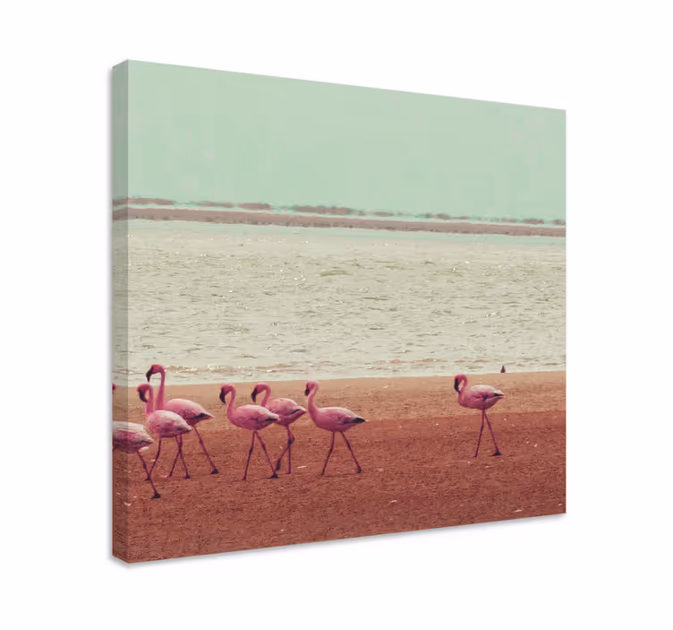 Bird canvas wall art flamingos by water - TenStickers