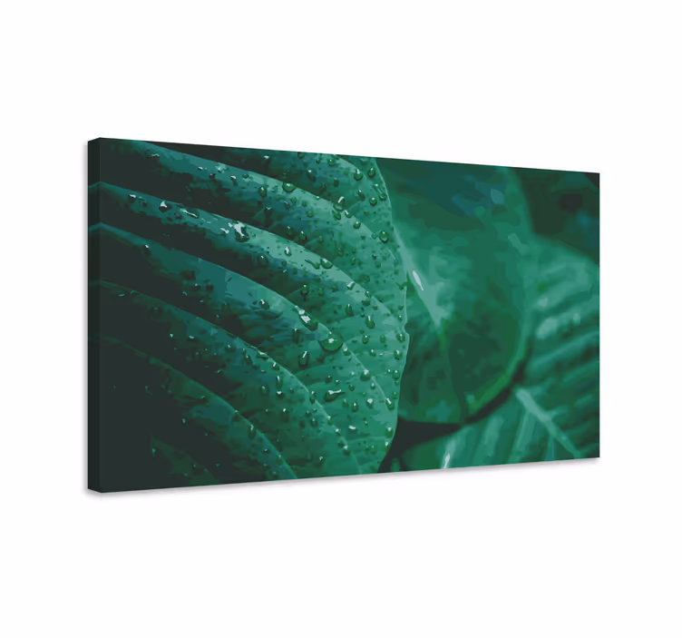 Flowers canvas vibrant green leaves - TenStickers