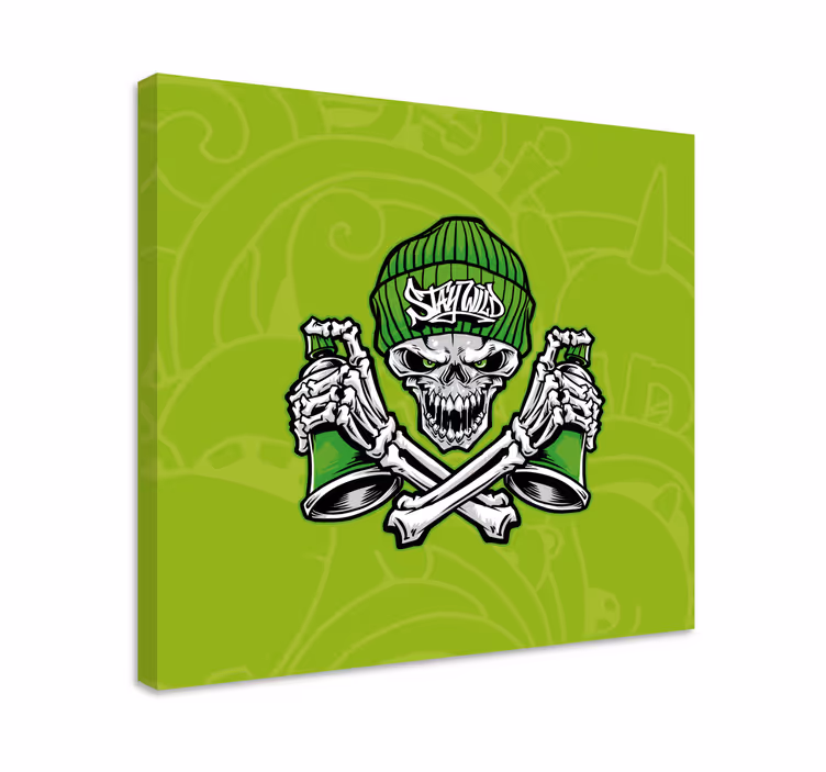 Green skull glasses graffiti  modern canvas - TenStickers