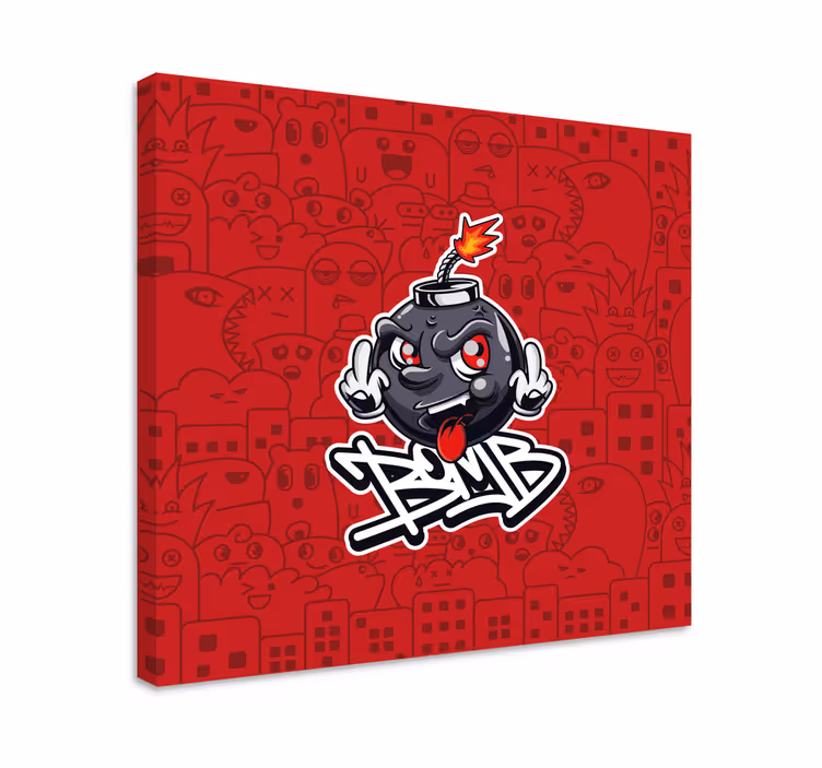 Quote canvas cartoon bomb emoji - TenStickers