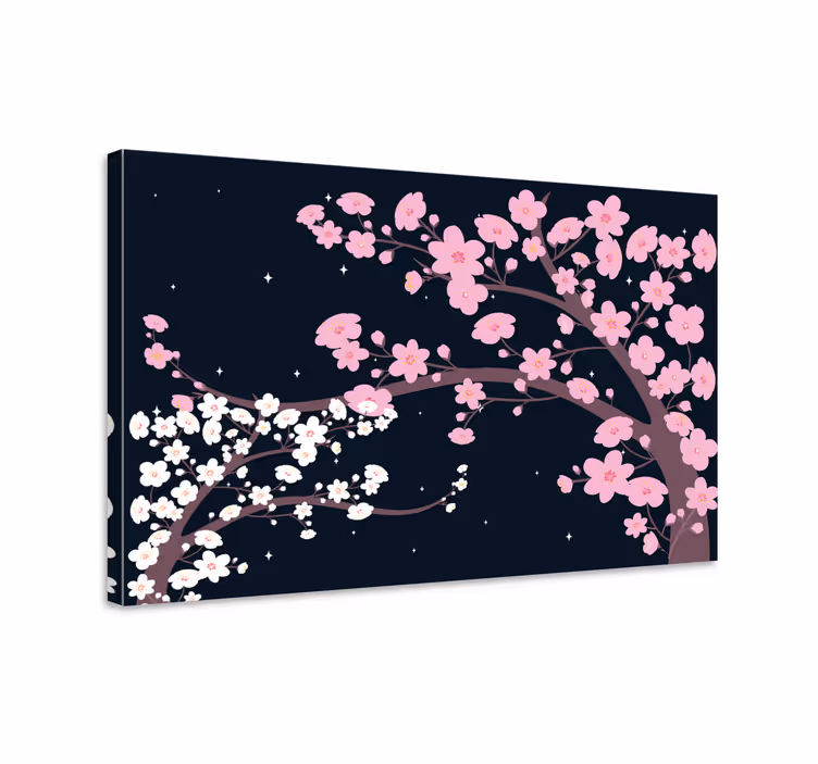 Flowers canvas cherry blossom branches artwork - TenStickers