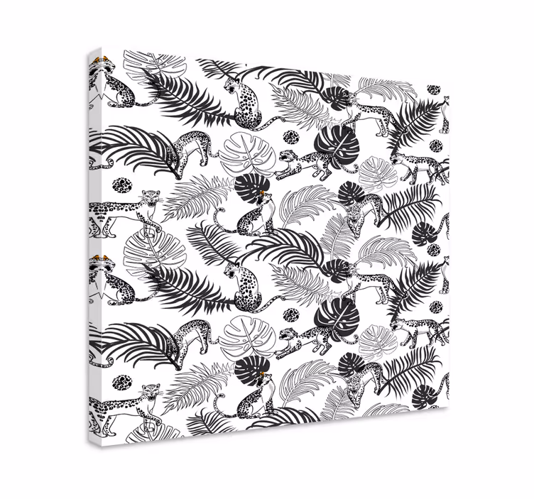 Animal canvas prints black and white jungle art - TenStickers