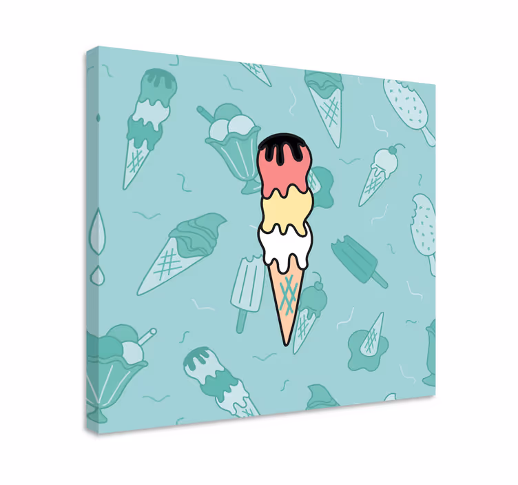 Rustic canvas wall art ice cream cone bliss - TenStickers