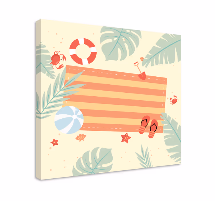Flowers canvas beach scene artwork - TenStickers
