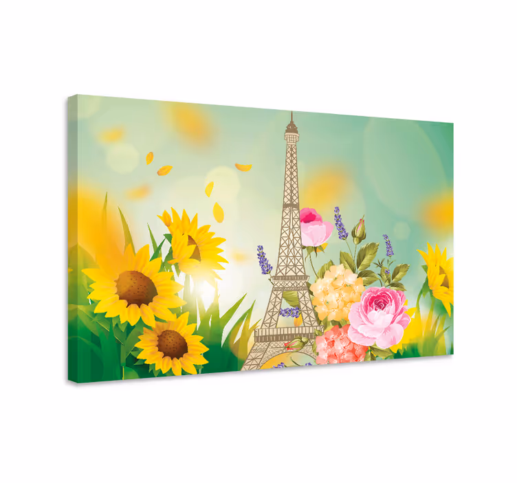 Eiffel tower flowers canvas - TenStickers
