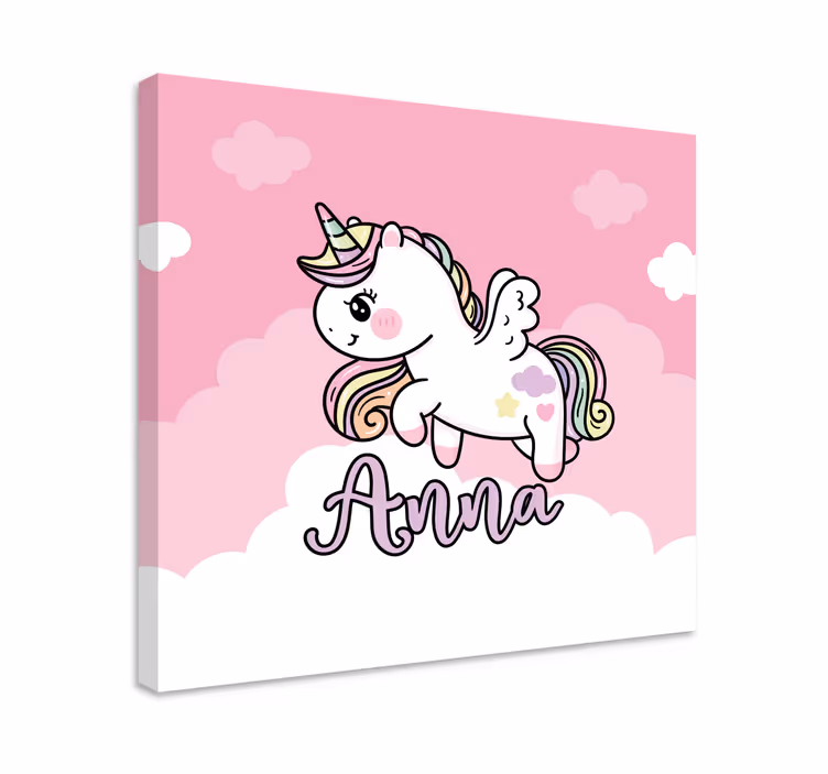 Pink magic unicorn personalised canvas - TenStickers