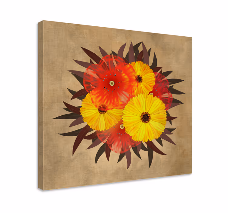 Flowers canvas vibrant bloom composition - TenStickers