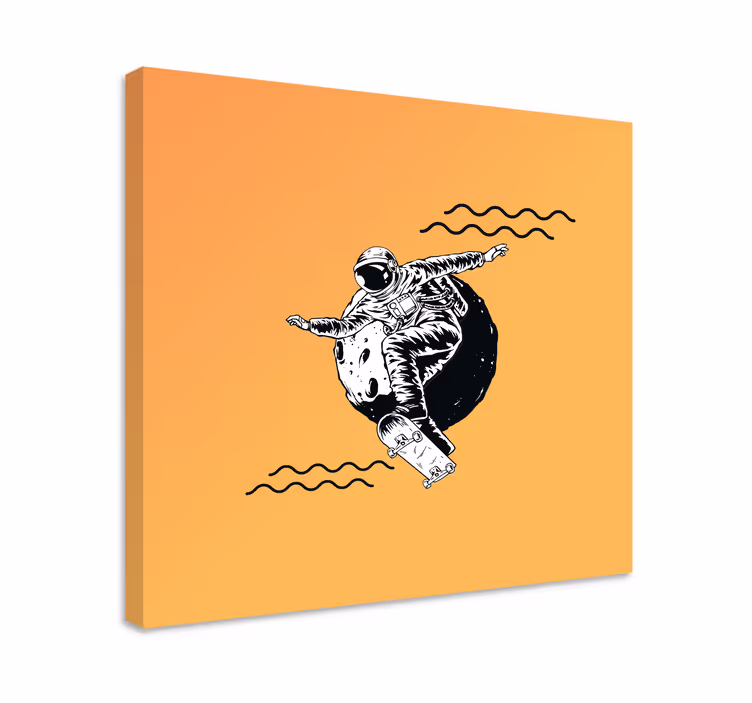 Video game canvas art cosmonaut skateboarding art - TenStickers