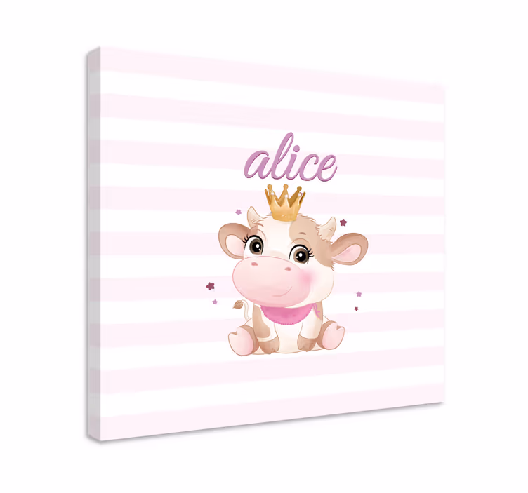 Animal canvas wall art cute cow princess - TenStickers