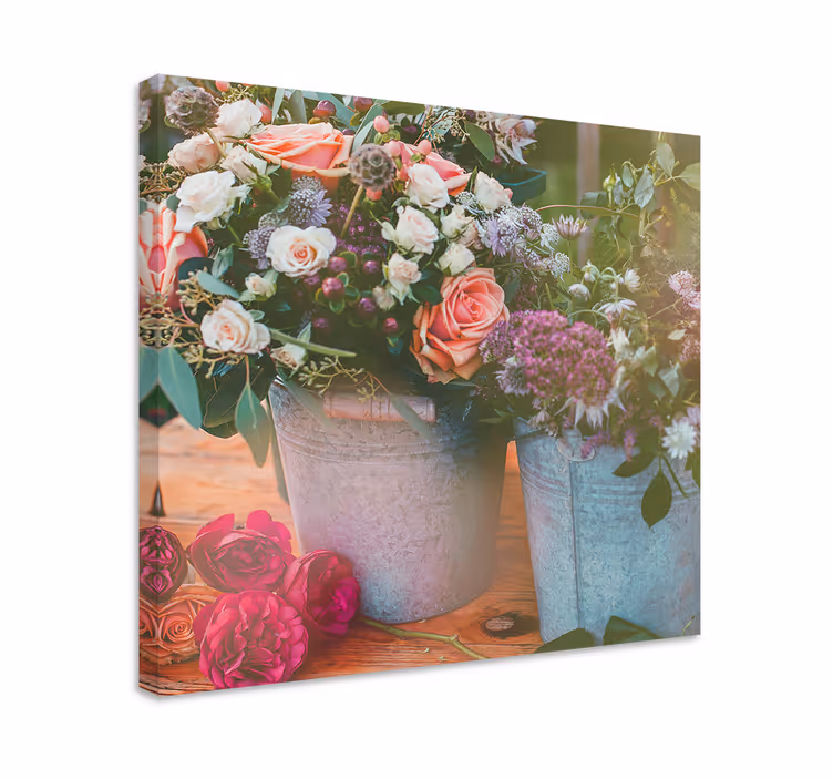 Flowers canvas flower basket arrangement - TenStickers