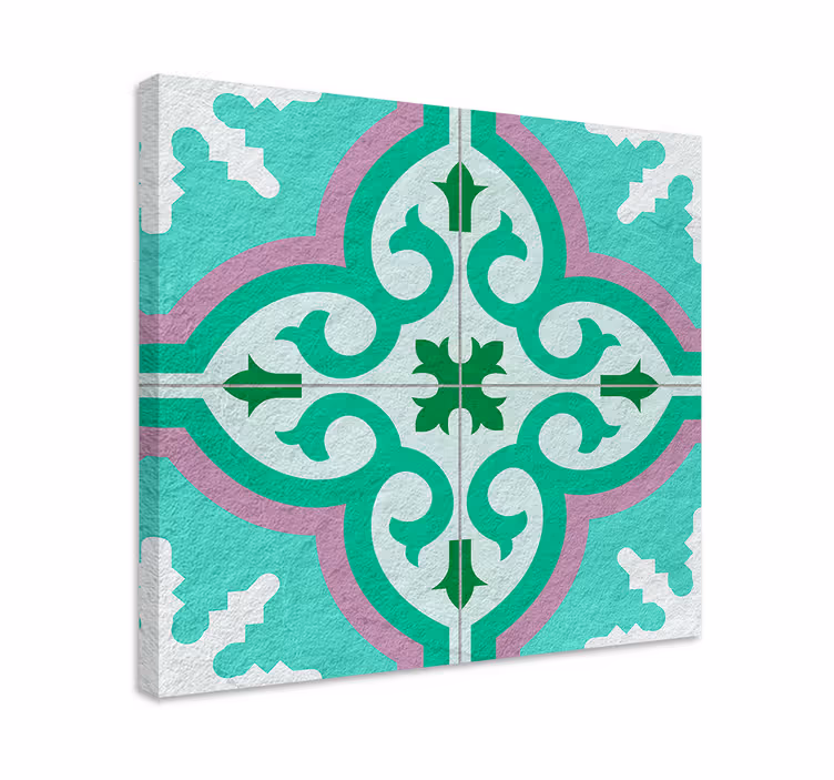 green hydraulic tile retro canvas - TenStickers