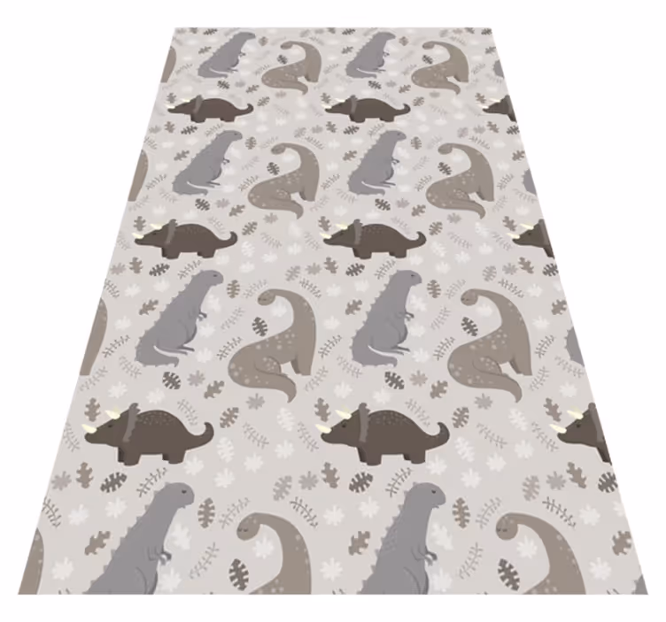 Dinosaurs grey pattern animal vinyl rug - TenStickers