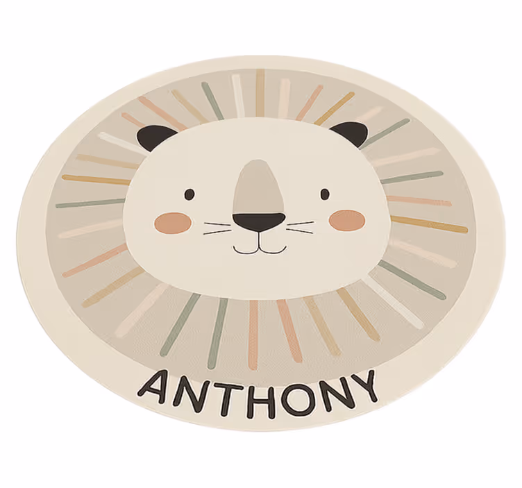 Custom beige lion kids vinyl rug - TenStickers