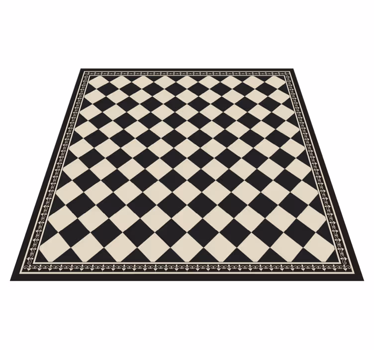 Living room vinyl rug black checkerboard pattern - TenStickers