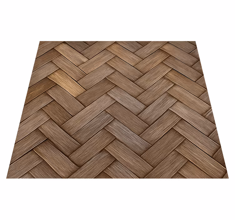 Living room vinyl rug with braided wood design - TenStickers