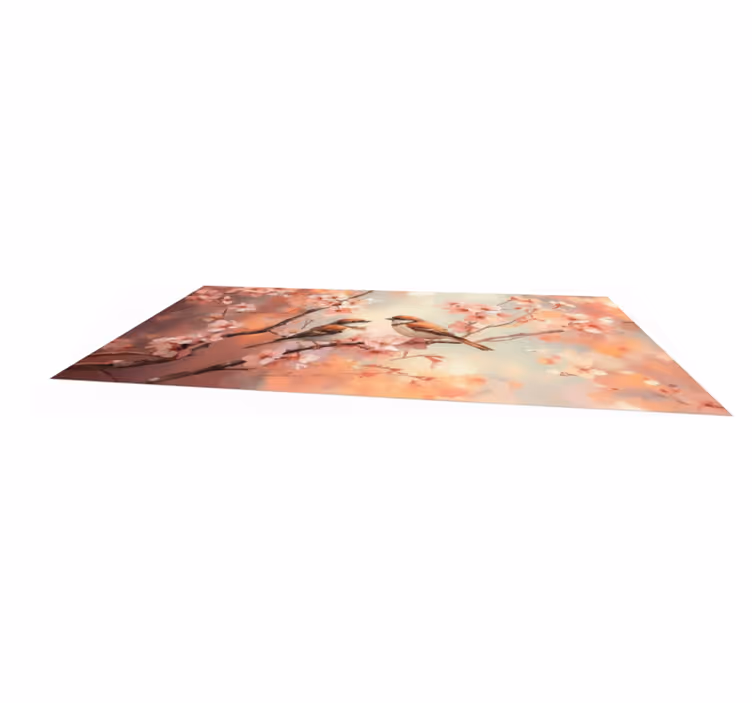 Living room vinyl rug two birds on a branch - TenStickers