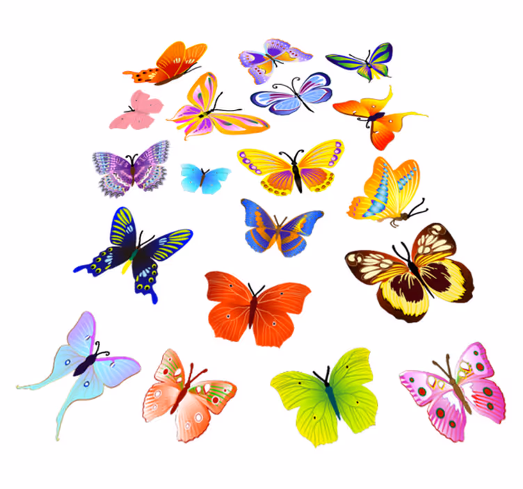 Animal vinyl rug with multicolor flying butterflies - TenStickers