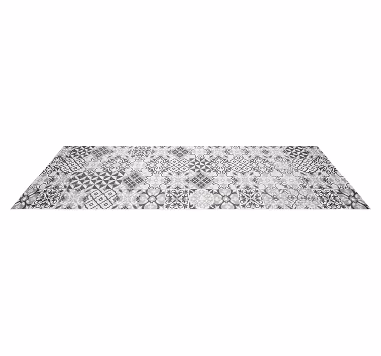 Kitchen vinyl rug with intricate greyscale mosaic - TenStickers