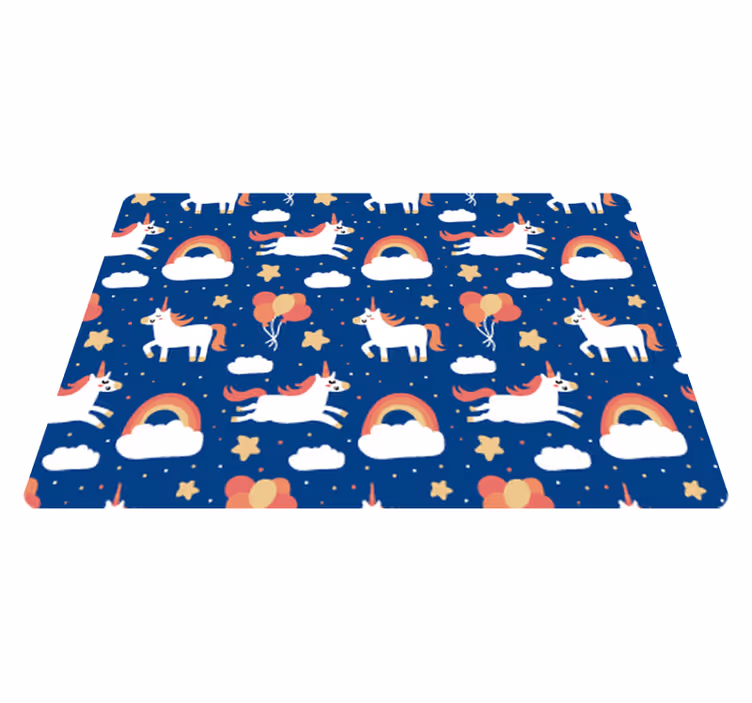 Animal vinyl rug with white unicorns for kids - TenStickers