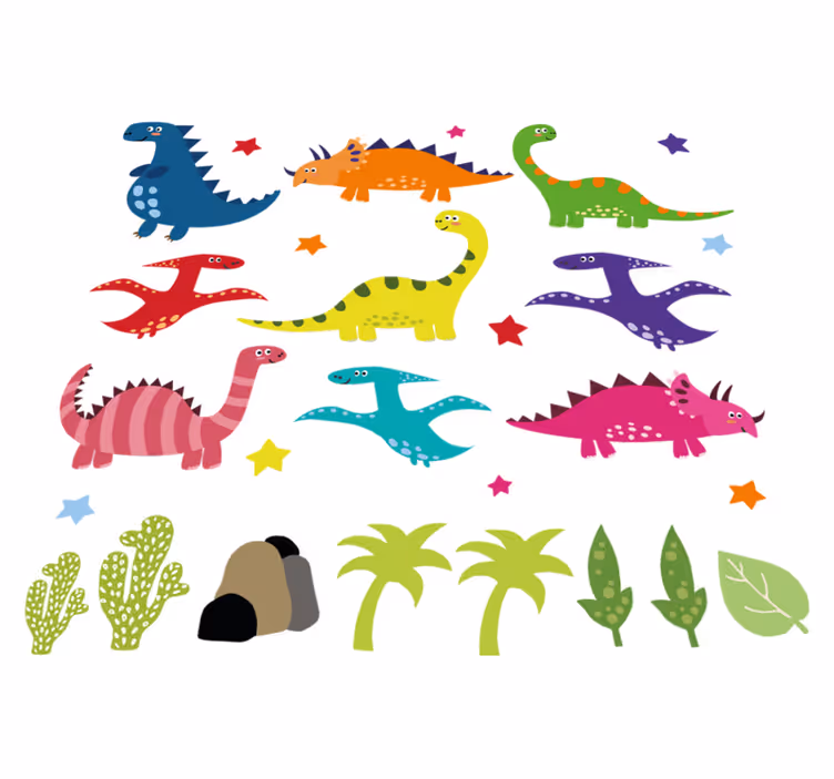 Animal vinyl rug nordic dinosaur colorful set - TenStickers