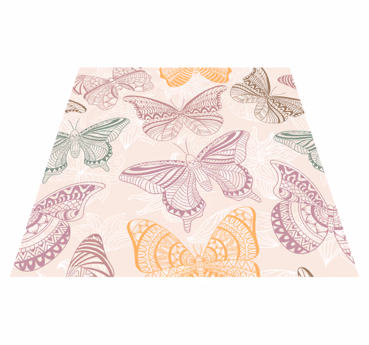Colored ornamental butterflies animal vinyl rug - TenStickers