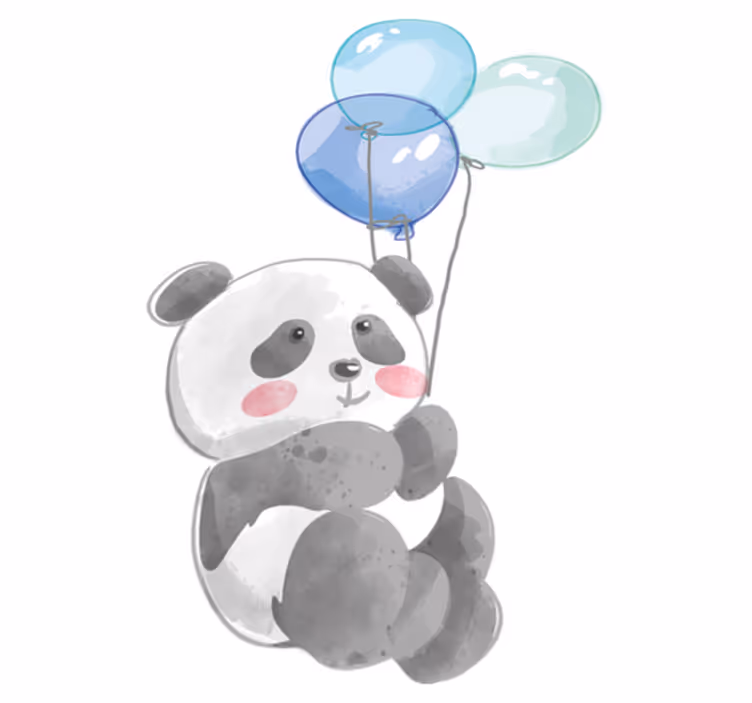 Animal vinyl rug baby band holding three balloons - TenStickers