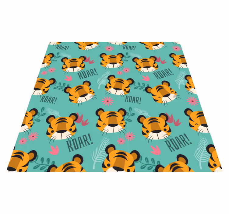Animal vinyl rug featuring roaring baby tigers - TenStickers