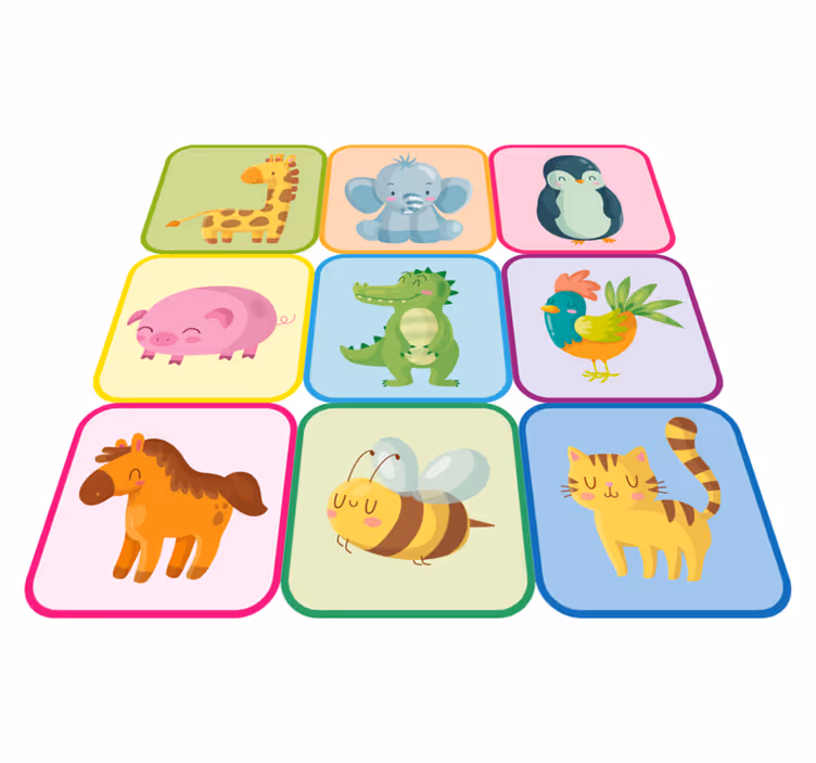 Colorful tiles animal vinyl rug - TenStickers