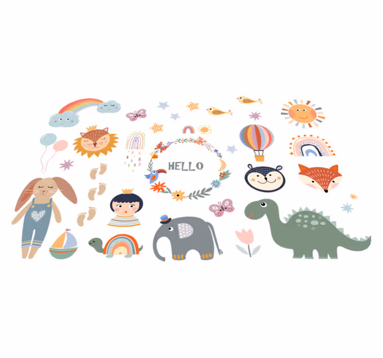 Animal vinyl rug kids floral design - TenStickers