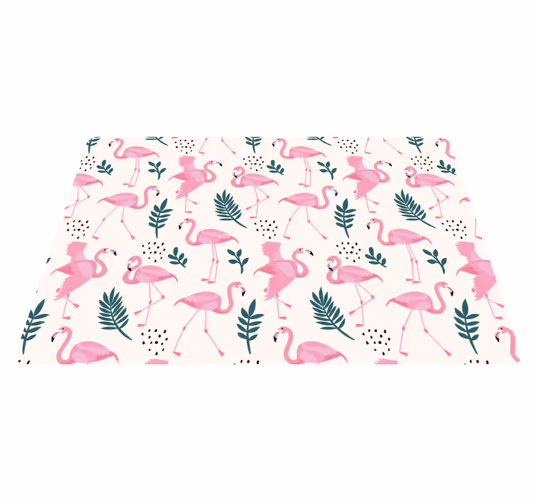 Animal vinyl rug flamingo pattern with leaves - TenStickers