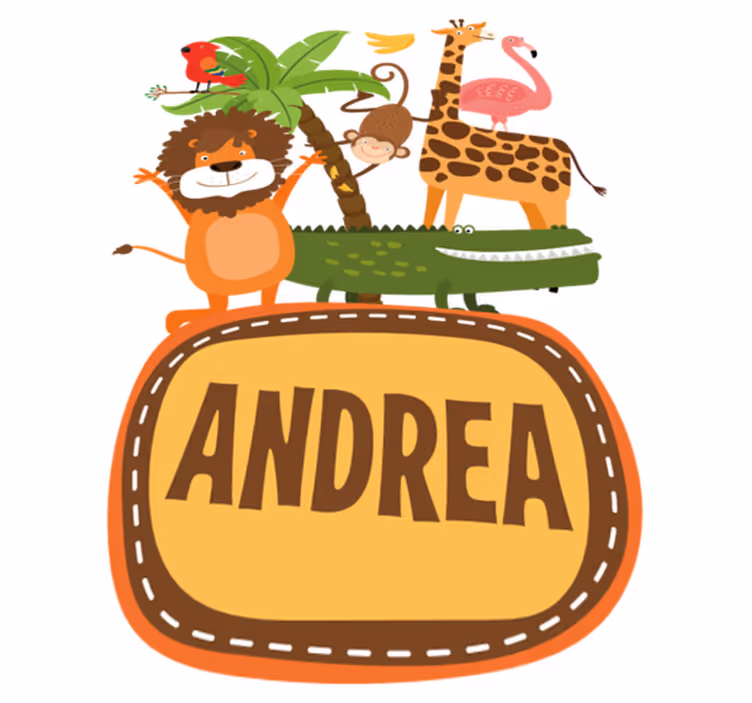Animal vinyl rug jungle tree animals with names - TenStickers