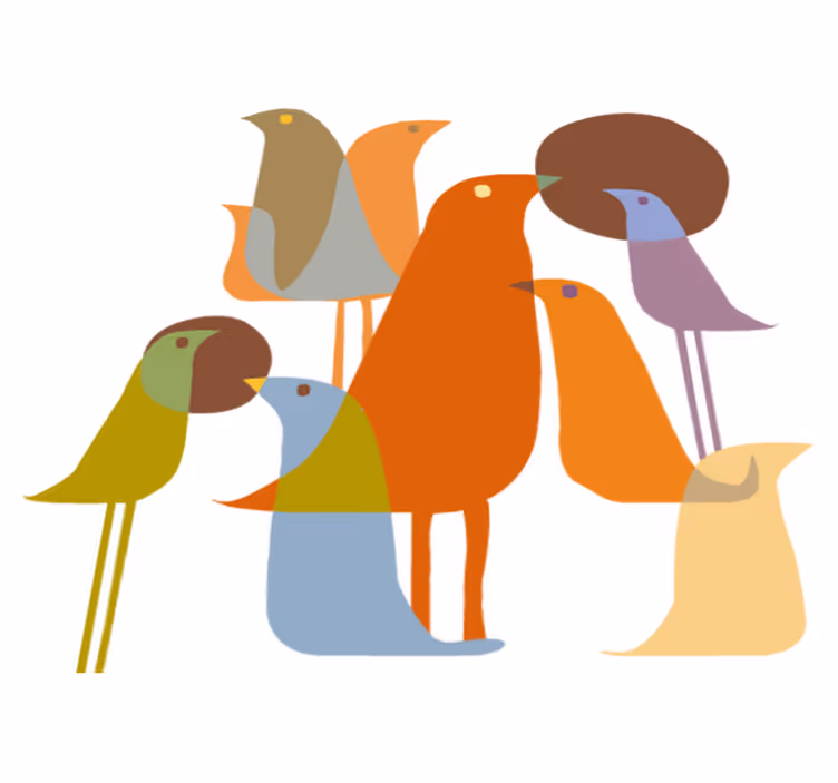 Animal vinyl rug with minimalist birds design - TenStickers