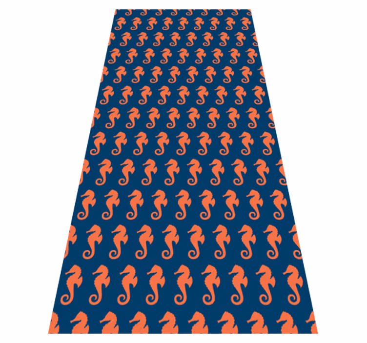 Animal vinyl rug orange sea horse design - TenStickers