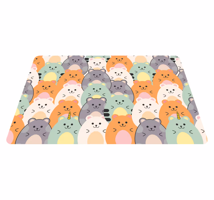 Animal vinyl rug with multicolored hamsters eating - TenStickers
