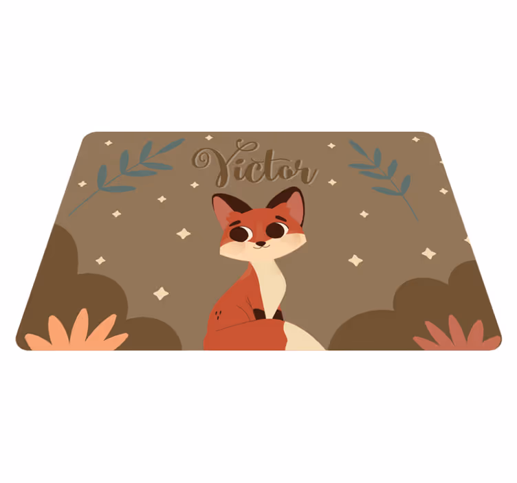 Cute fox rug for boys with name animal vinyl rug - TenStickers
