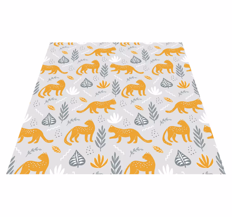 Animal vinyl rug leopard walk light background - TenStickers