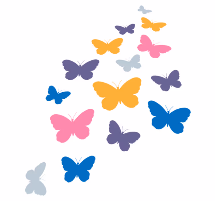 Animal vinyl rug with multicolored flying butterflies - TenStickers