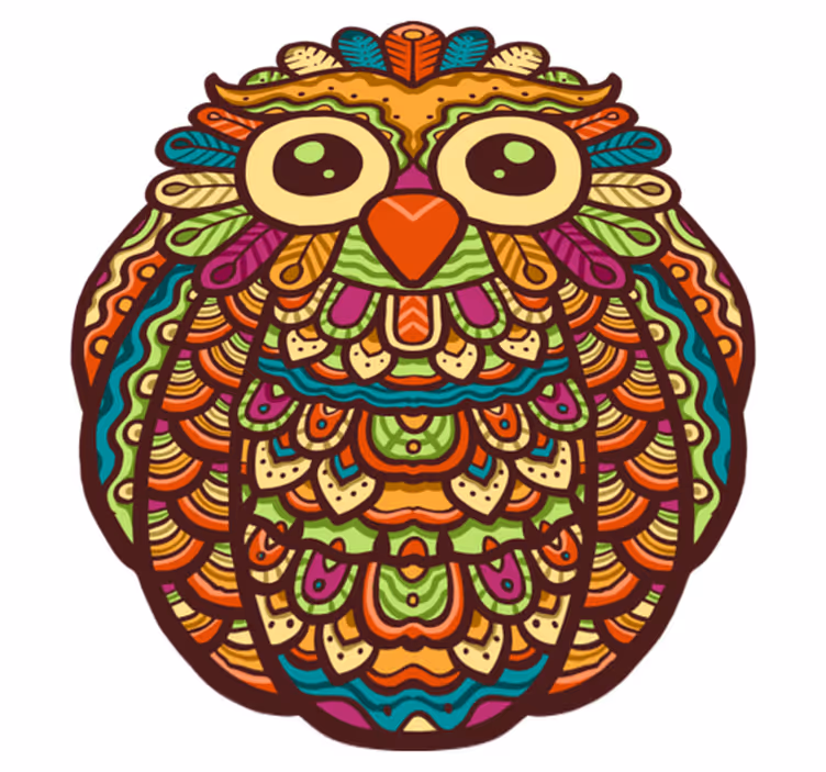 Animal vinyl rug with colorful owl design - TenStickers