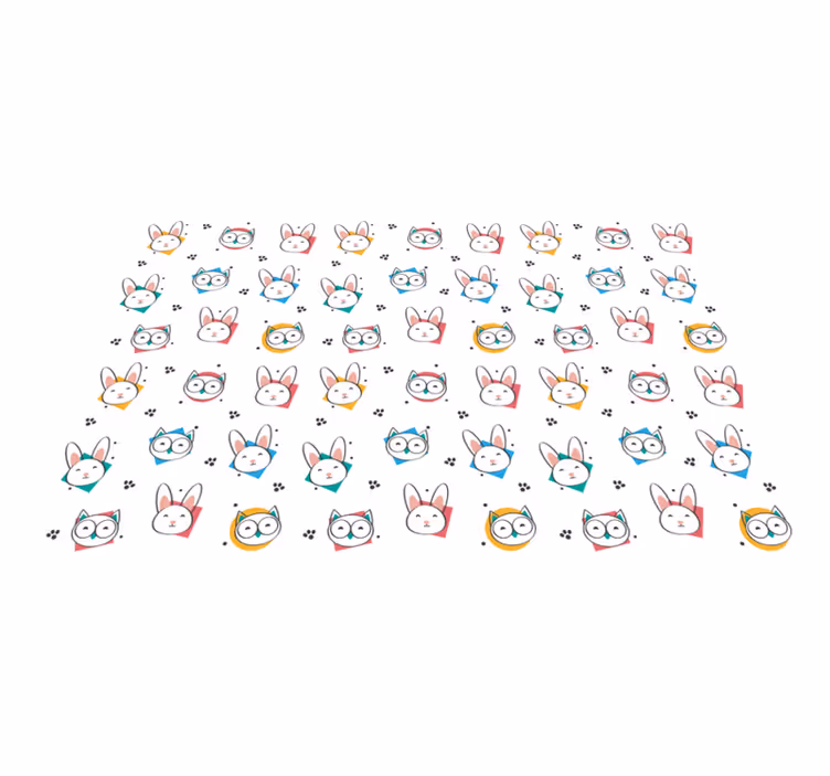 Animal vinyl rug with owl and rabbit pattern - TenStickers