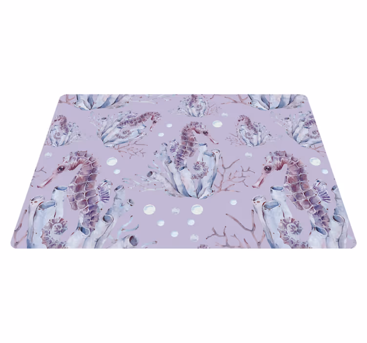 Animal vinyl rug watercolor seahorse design - TenStickers