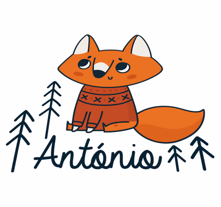 Nordic fox personalized animal vinyl rug - TenStickers