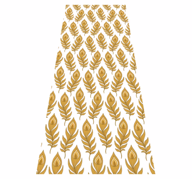 Blue turkey with golden flowers animal vinyl rug - TenStickers