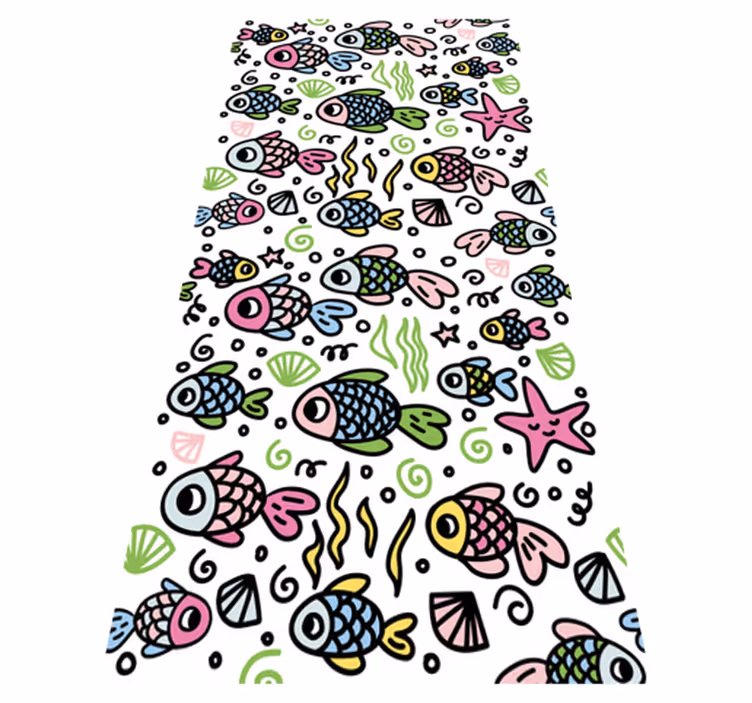 Animal vinyl rug with multicolor fish pattern - TenStickers