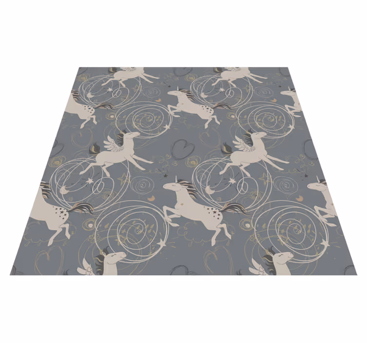 Animal vinyl rug featuring pegasus unicorns on dark - TenStickers