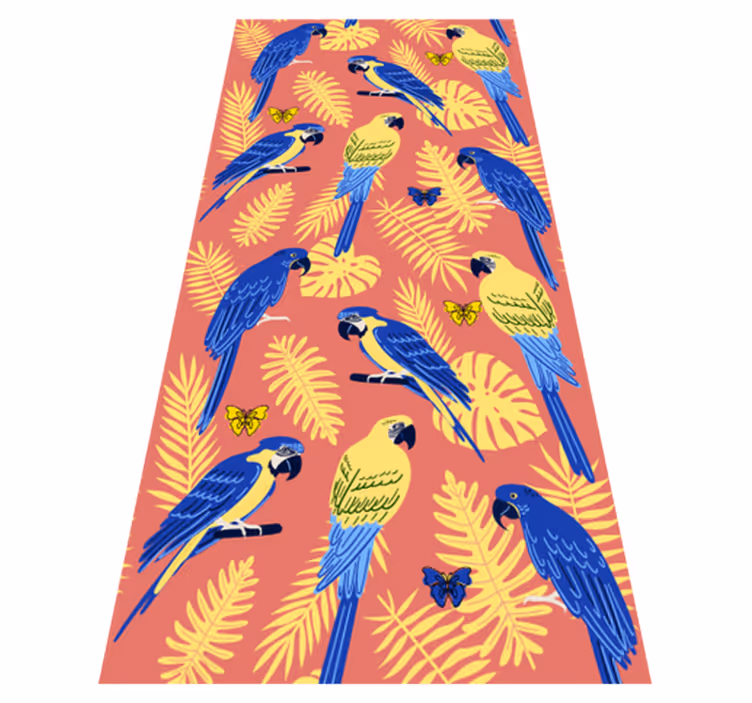 Animal vinyl rug with parrots and butterflies - TenStickers