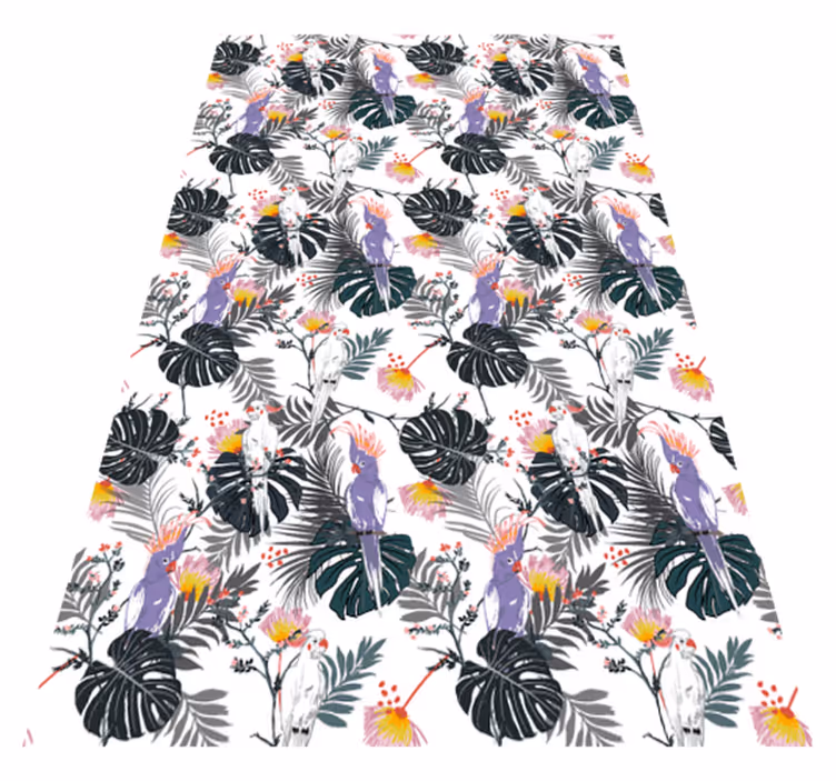 Animal vinyl rug with red and purple parrots - TenStickers