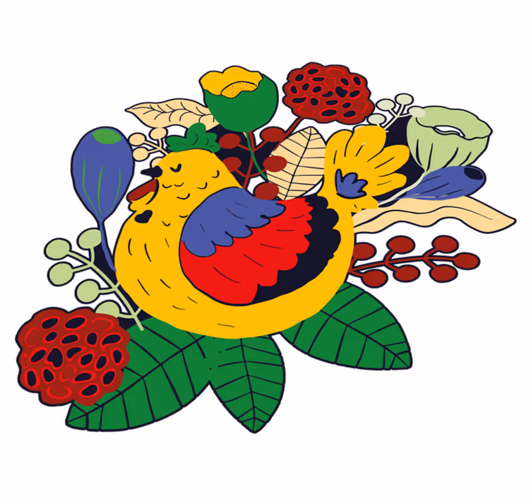Animal vinyl rug colorful bird floral pattern - TenStickers